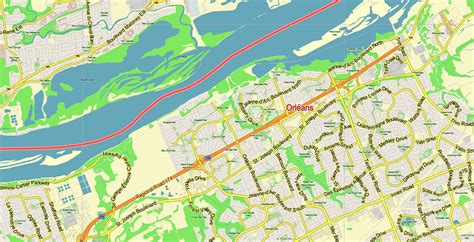 Gatineau Quebec Canada PDF Vector Map: City Plan Low Detailed (for small print size) Street Map ...