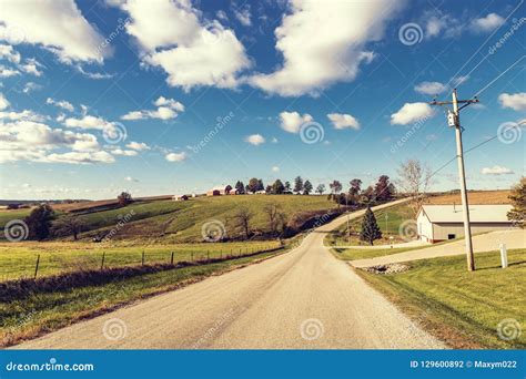 American Country Road in Fall Stock Photo - Image of farmland, route: 129600892