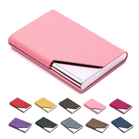 Simyoung Business Name Card Case - PU Leather & Stainless Steel Multi Card Case Holder Wallet ...