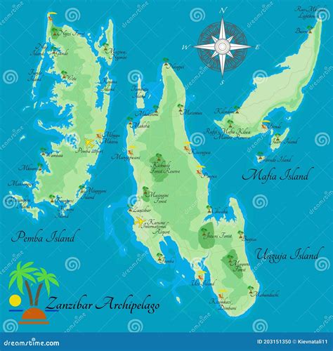 Zanzibar And Pemba Tanzania Political Map Vector Illustration | CartoonDealer.com #96335456