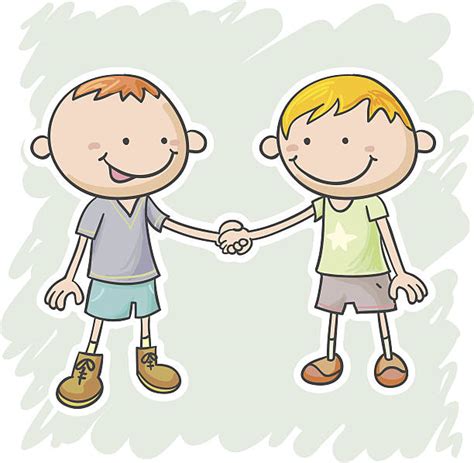 Two Friends Holding Hands Cartoon Illustrations, Royalty-Free Vector ...