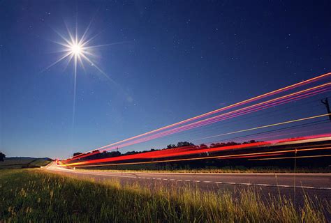 Traffic On Rural Road At Night Photograph by Malcolm Macgregor - Fine Art America