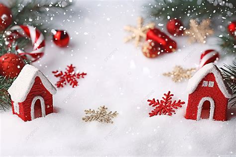 Christmas Scene Background On Snow And Decorations, Winter, Season ...