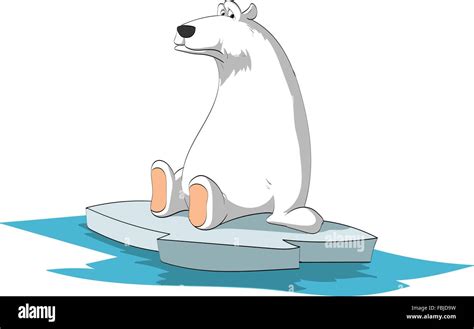 Sad polar bear on a melting patch of ice. Cartoon illustration Stock Vector Art & Illustration ...