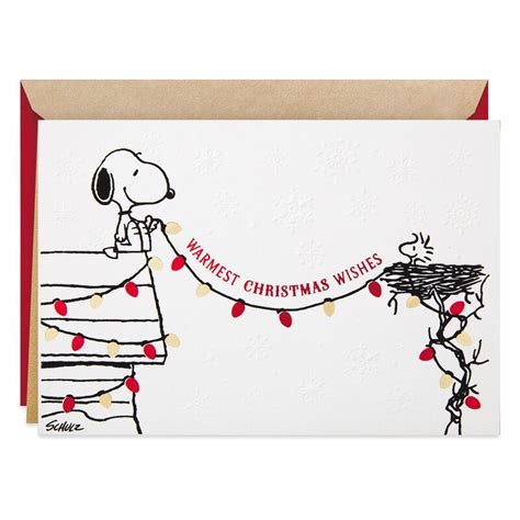 Peanuts® Snoopy and Woodstock Warm Wishes Christmas Card | Christmas ...