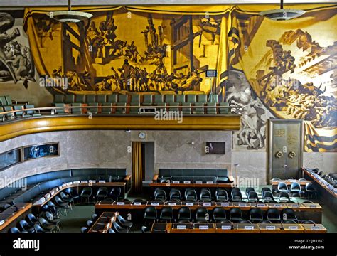 Murals in the Council Chamber, Palais des Nations, United Nations ...