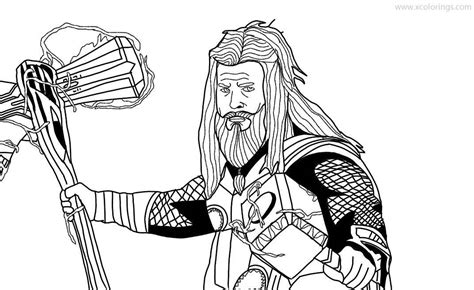 Thor from Avengers Endgame Coloring Pages - XColorings.com