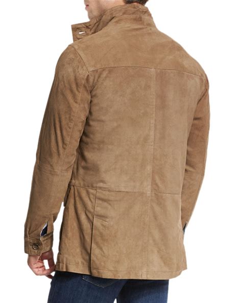 Lyst - Peter Millar Suede Safari Jacket in Natural for Men