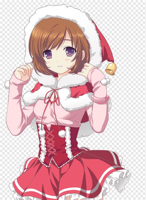 Brown Hair Anime Girl Christmas Outfit - Anime Wallpaper HD