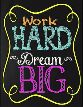 Chalkboard Themed Work Hard Dream Big Poster by Art is My Jam | TpT