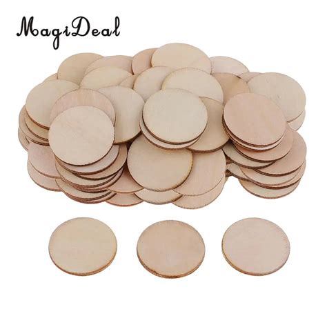 100 Pieces Round Unfinished Wooden Shapes Plaque for DIY Wedding Party Tags Kids Art Craft DIY ...