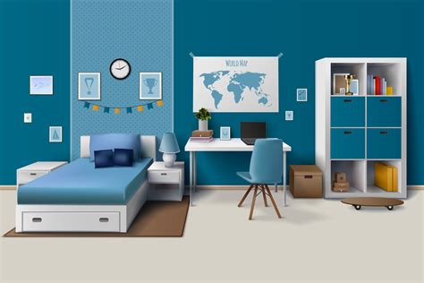 Teen Boy Room Interior Realistic Image 472047 Vector Art at Vecteezy