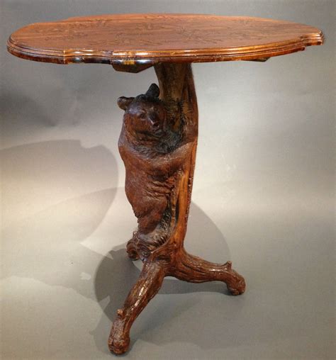 Swiss “Black Forest” Carved Bear Table 1880 | Wooden sculpture, Black ...