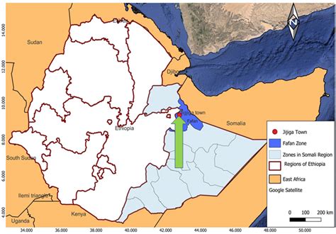 Map of the study area. The arrow indicates the City of Jigjiga that is... | Download Scientific ...