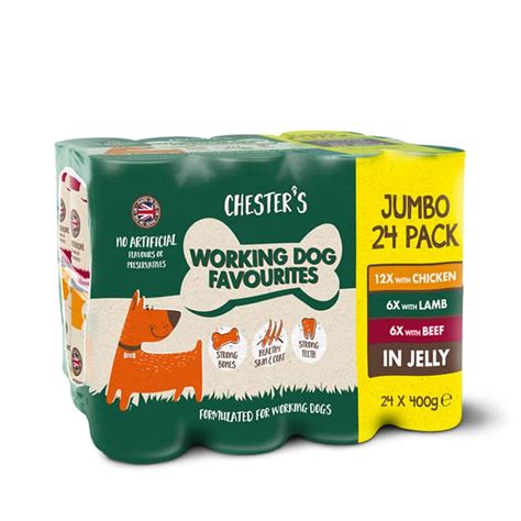 Chester's Working Dog Favourites in Jelly Wet Dog Food Cans 24 x 400g ...