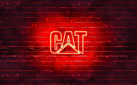 Download wallpapers Caterpillar red logo, 4k, CAT, red brickwall ...