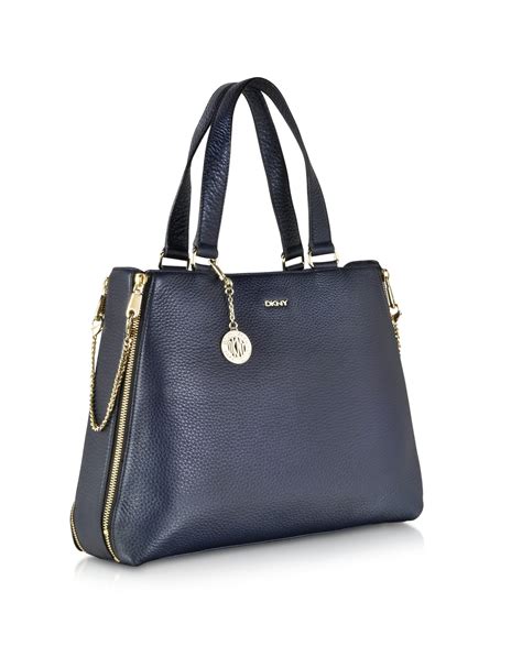 Dkny Tribeca Large Navy Blue Leather Tote Bag in Blue | Lyst