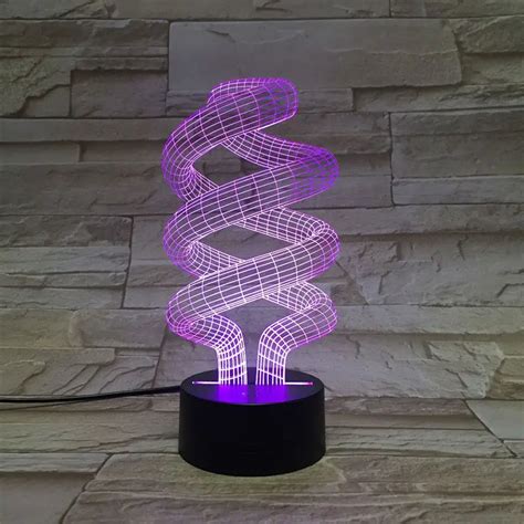 Acrylic 3D Lamp 7 Colors Changing Novelty Light Touch Desktop Lamps Creative Small Night Light ...