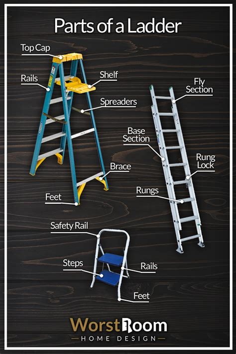 13 Parts of a Ladder: All Components Diagrammed - Worst Room