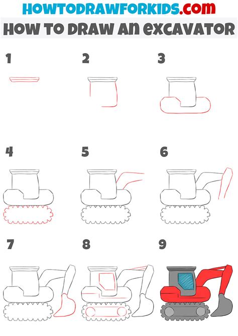 How to Draw an Excavator - Easy Drawing Tutorial For Kids