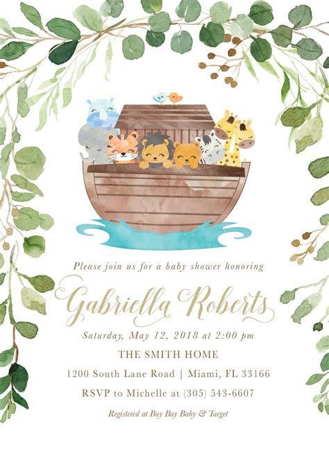 Noah's Ark Themed Baby Shower Invitations - House for Rent