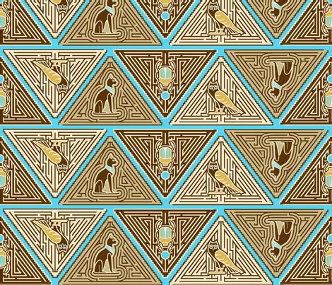 Egyptian pyramid maze blue fabric - cjldesigns - Spoonflower