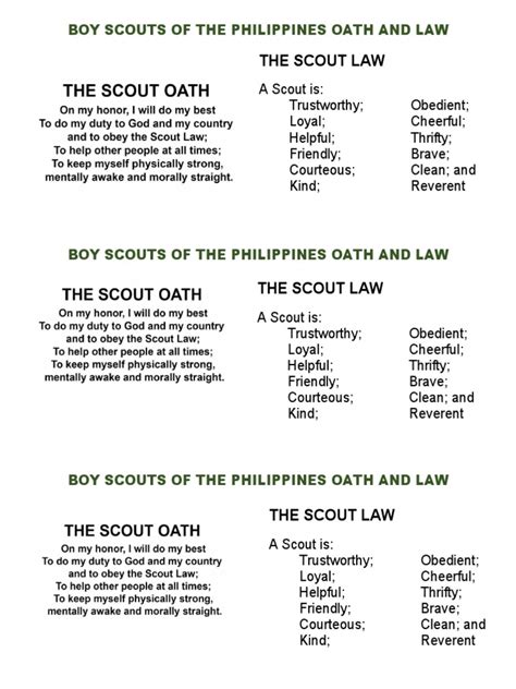 Boy Scouts of The Philippines Oath and Law | PDF