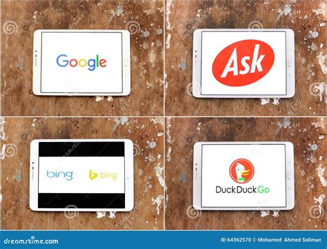 Search Engines Google , Ask , Bing , Duckduckgo Editorial Image - Image: 64362570