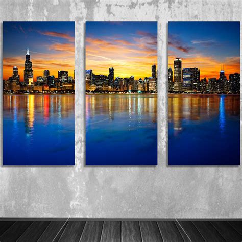 AMAZING COLORFUL CHICAGO SKYLINE CANVAS - Zapwalls