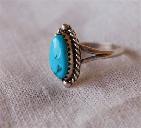 Vintage Turquoise Ring Southwestern Sterling Silver Simple