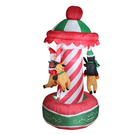 6.5' Inflatable Animated Christmas Carousel Lighted Yard Art Decor - Walmart.com