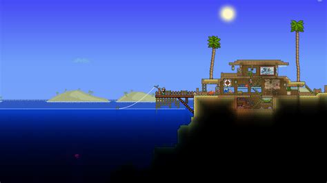 Just a cozy beach house I did with my buddy : Terraria