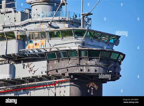 Detail of top floors in Intrepid Aircraft Carrier military museum in ...