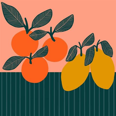 Fruit Art Print, Fruit Illustration, Lemons and Oranges Fruit Art Print, Fruit Illustration ...