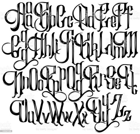 Vector Handwritten Gothic Font For Unique Lettering Stock Illustration - Download Image Now - iStock