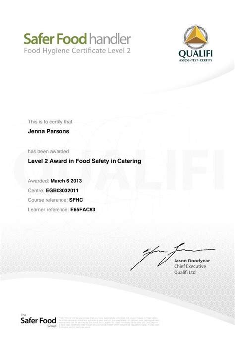 Food safety certificate | Food safety certificate, Hygienic food, Food safety