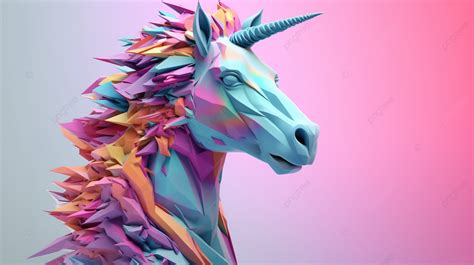 Ilustrasi Spanduk Kepala Unicorn Abstrak 3d, Kepala Unicorn, Pegasus ...