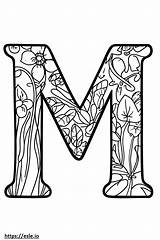 Mandala Art Letter m coloring Page sketch template
