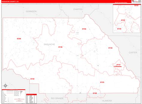 Saguache County Wall Map Premium Style