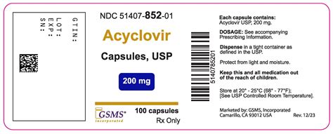 Acyclovir Capsules USP. PRESCRIBING INFORMATION Acyclovir Capsules USP