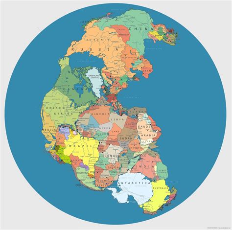 Map: Pangea with Modern-Day Borders - The Sounding Line