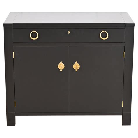 Baker Furniture Hollywood Regency Chinoiserie Black Lacquered Bar ...