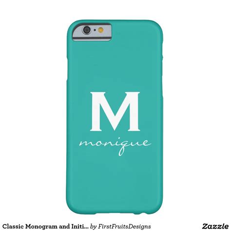 Classic Monogram and Initial Teal and White Barely There iPhone 6 Case ...