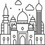 Mosque coloring Pages Outline minaret And Dome mosque On White  sketch template
