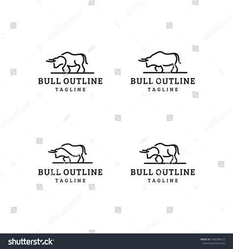 Bull Logo Vector Outline Style Template Stock Vector (Royalty Free ...