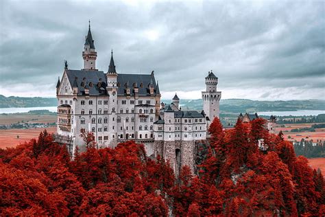 HD wallpaper: white castle, neuschwanstein castle, bavaria, germany, mountain | Wallpaper Flare