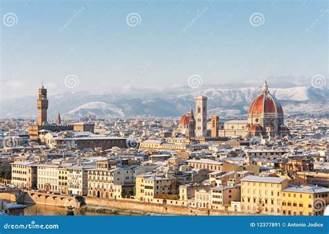 Florence in snow stock image. Image of europe, arno, bridge - 12377891