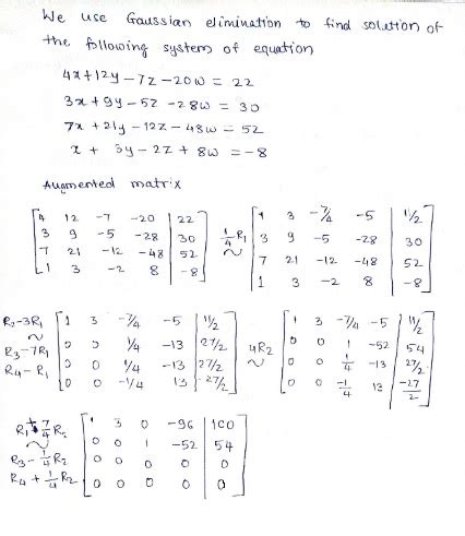 matrices - Gaussian elimination with 4 variables - Mathematics Stack Exchange