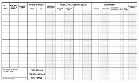 Printable Aircraft Flight Log Template - Printable Word Searches