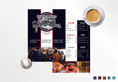 Sports Bar Menu Design Template in PSD, Word, Publisher, Illustrator ...